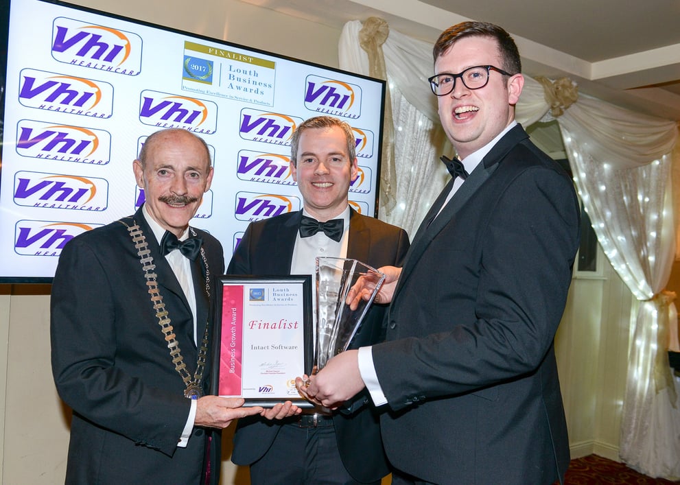 Justin accepting an award