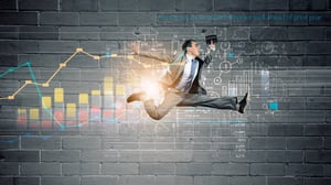 Young businessman in suit running in a hurry